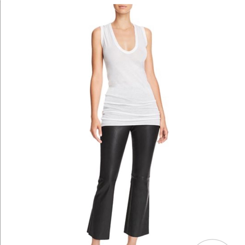 Enza Costa “bold u-neck tank” in off-white